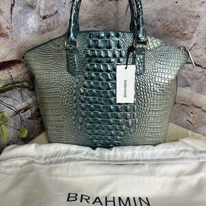 Brahmin Petrol Obmre Blue Crocodile Embossed Women's Bag